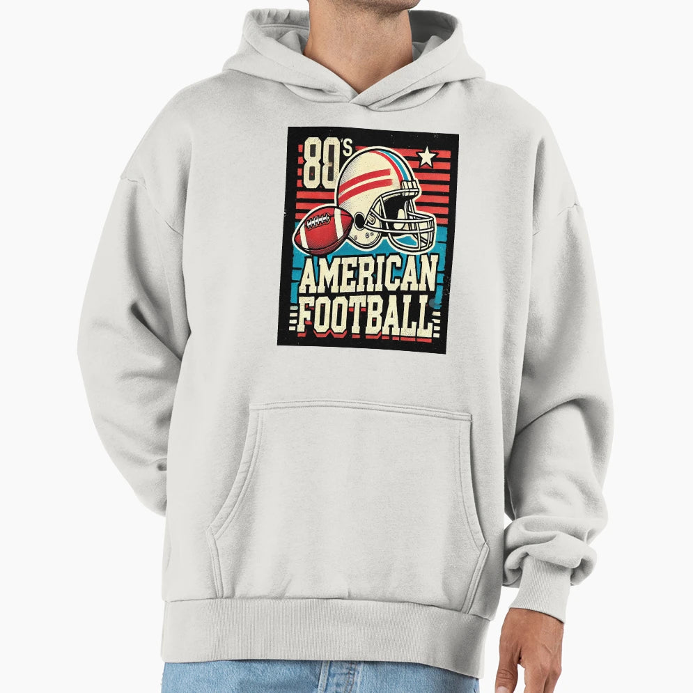 80S Football Helmet Ball Hoodie - Custom Art Print Unisex - T-Shirt, Sweatshirt, Hoodie