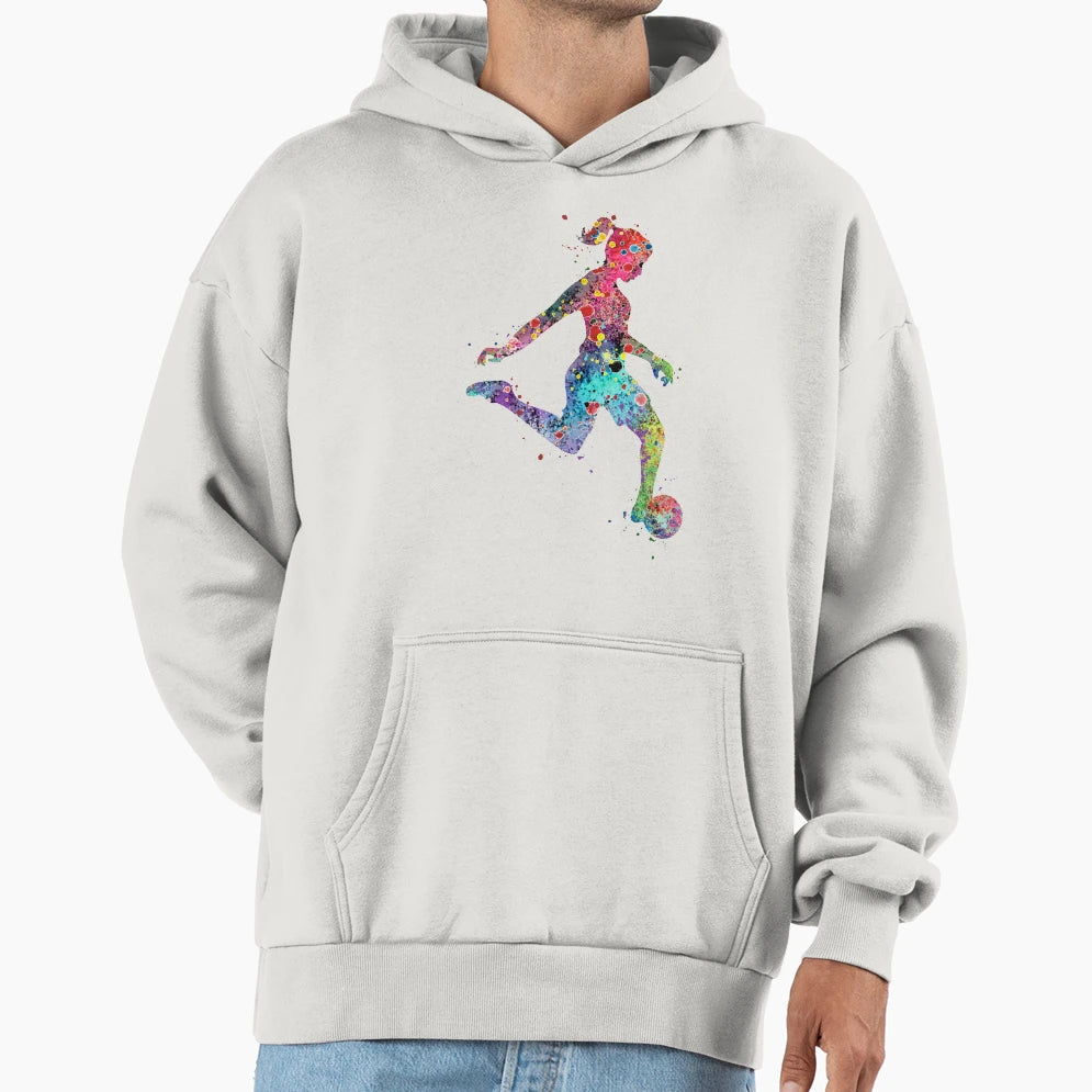 Soccer Watercolor Painting Art Gifts Hoodie - Unique Graphic Men Women - T-Shirt, Sweatshirt, Hoodie