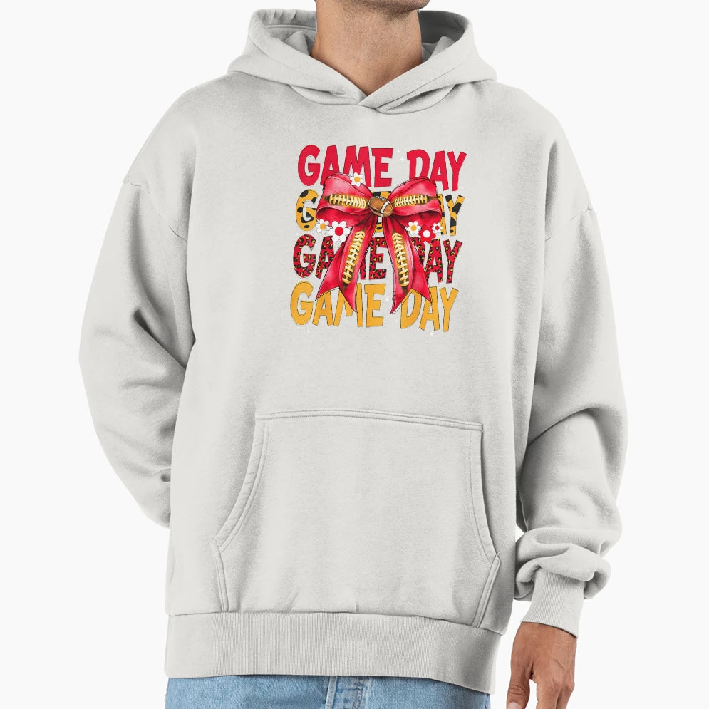 Game Day Football Coquette Bow Football Hoodie - Minimalist Print Unisex - T-Shirt, Sweatshirt, Hoodie