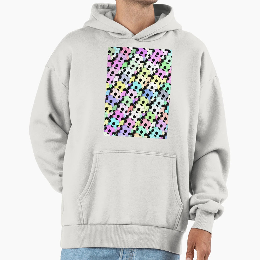 Football Soccer Balls Colorful Pattern Hoodie - Graphic Print Unisex - T-Shirt, Sweatshirt, Hoodie