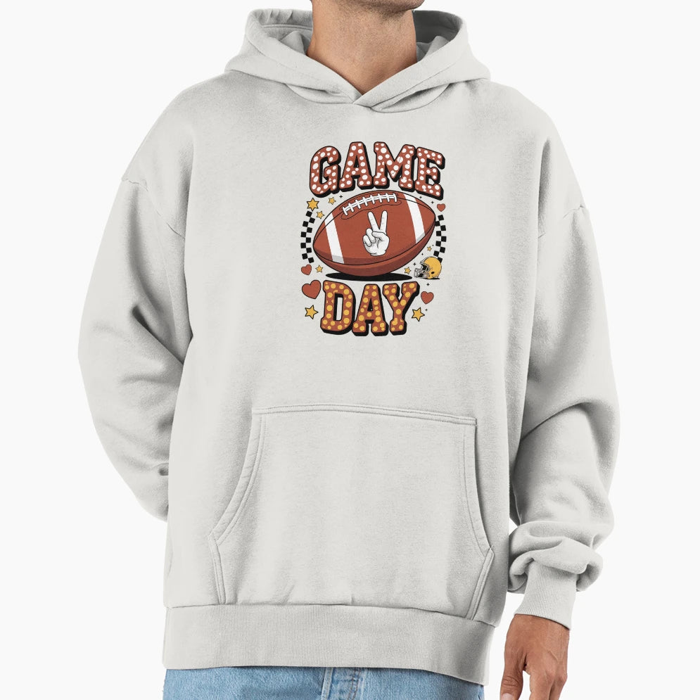 Checkered Game Day Coquette Bow Football Hoodie - Trendy Graphic Unisex - T-Shirt, Sweatshirt, Hoodie