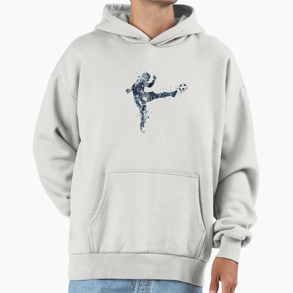 Soccer Player Volley Shot Hoodie - Minimalist Print Men Women - T-Shirt, Sweatshirt, Hoodie