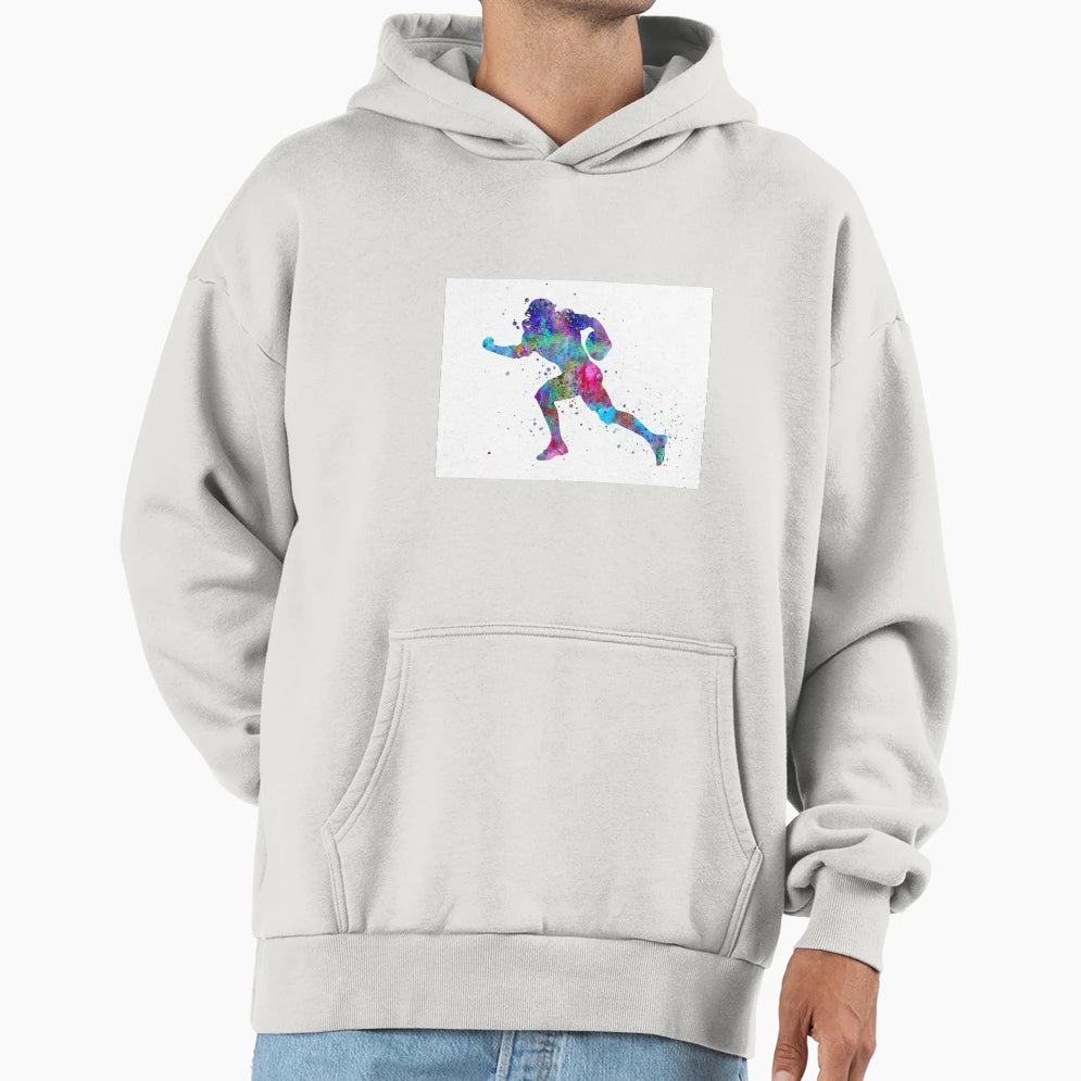 American Football Player Watercolor Hoodie - Unique Graphic Unisex - T-Shirt, Sweatshirt, Hoodie