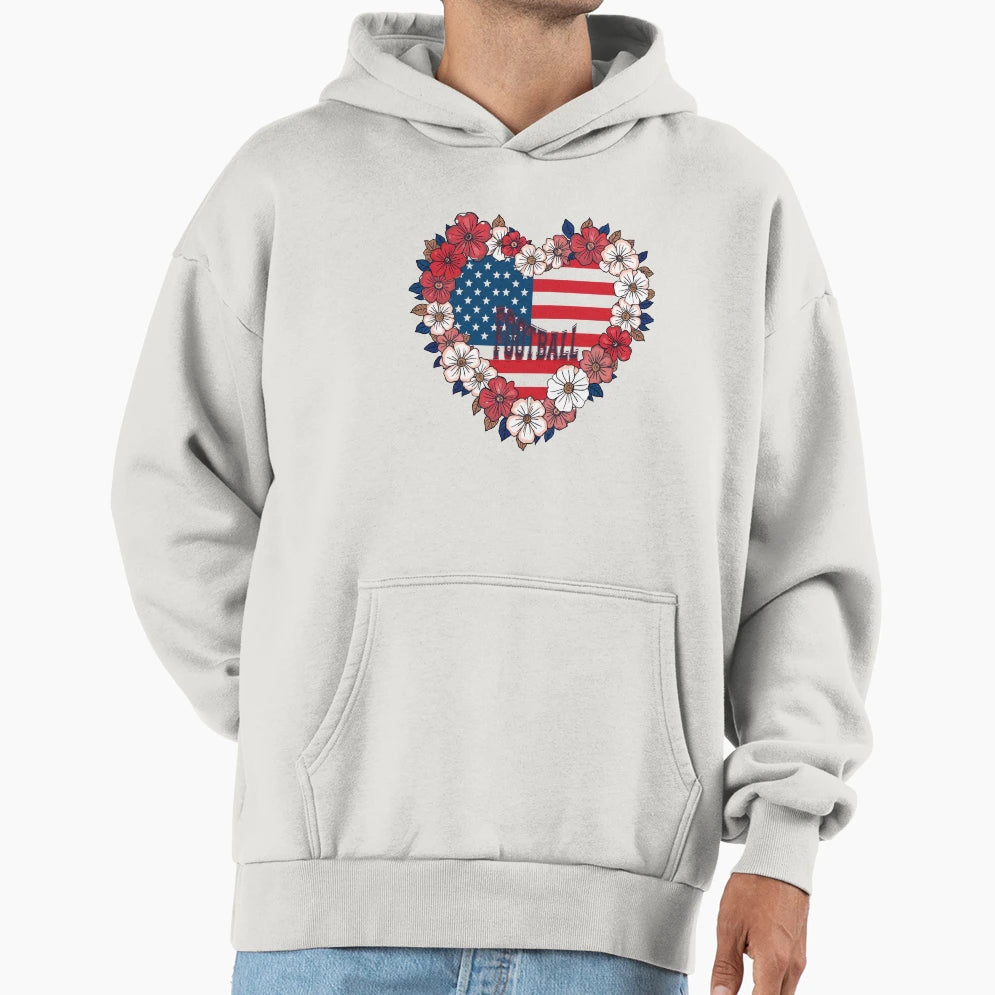 Copy Usa Football Heart Hoodie - Unique Graphic Unisex - T-Shirt, Sweatshirt, Hoodie