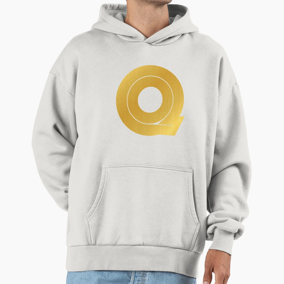 Q Letter Golden Initials Serie Hoodie - Trendy Graphic for Adults - T-Shirt, Sweatshirt, Hoodie