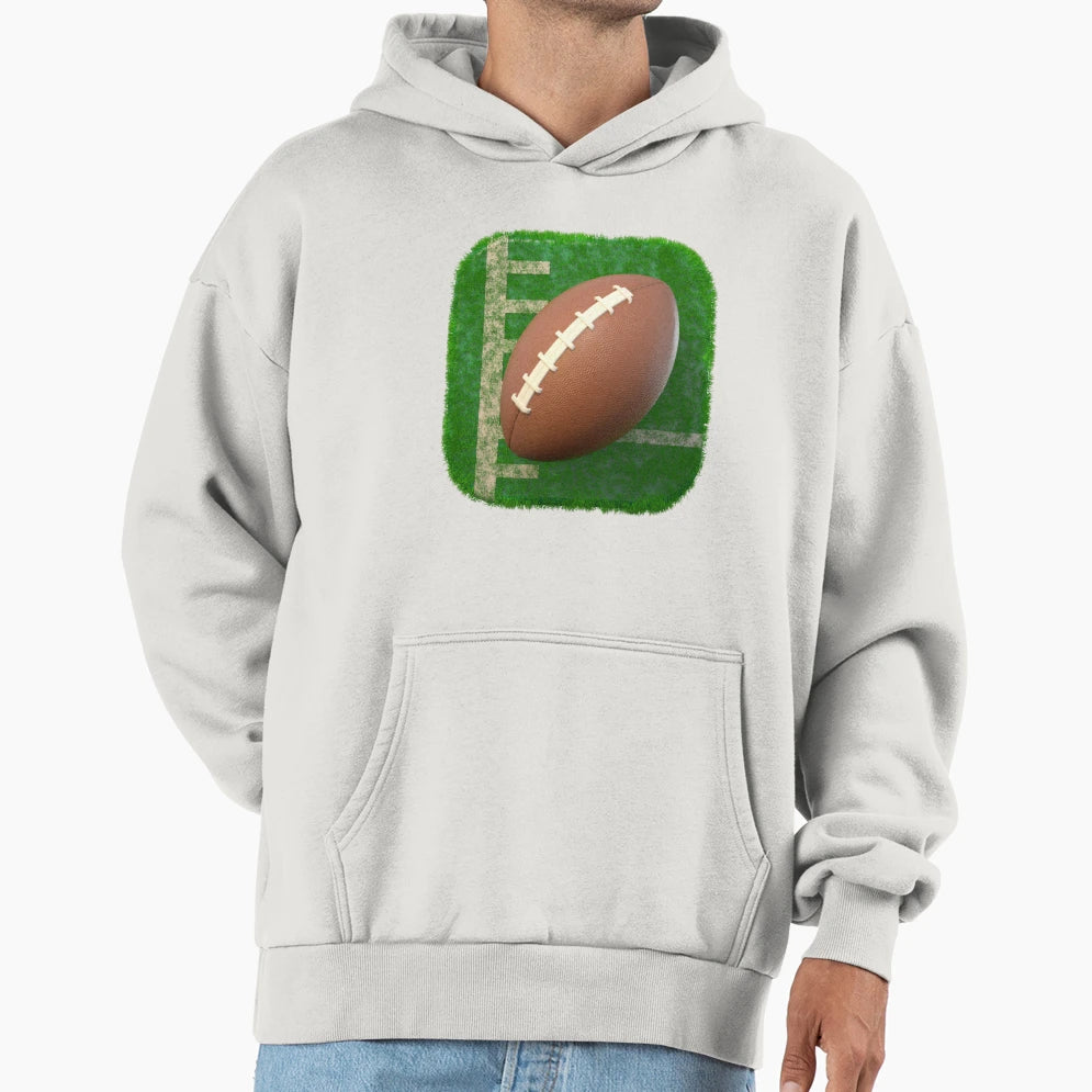 3D Football And Rugby Ball Square Hoodie - Novelty Apparel for Adults - T-Shirt, Sweatshirt, Hoodie