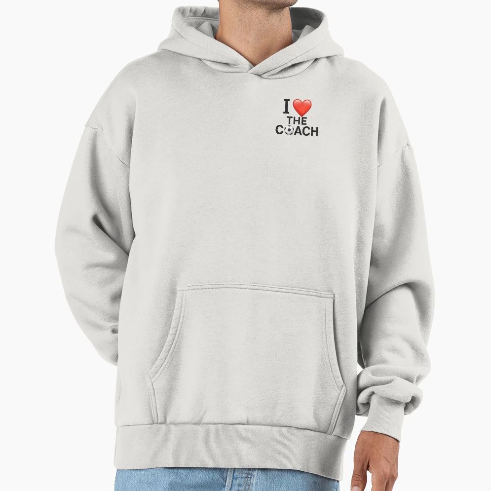 I Heart Coach Soccer Hoodie - Minimalist Print for Adults - T-Shirt, Sweatshirt, Hoodie