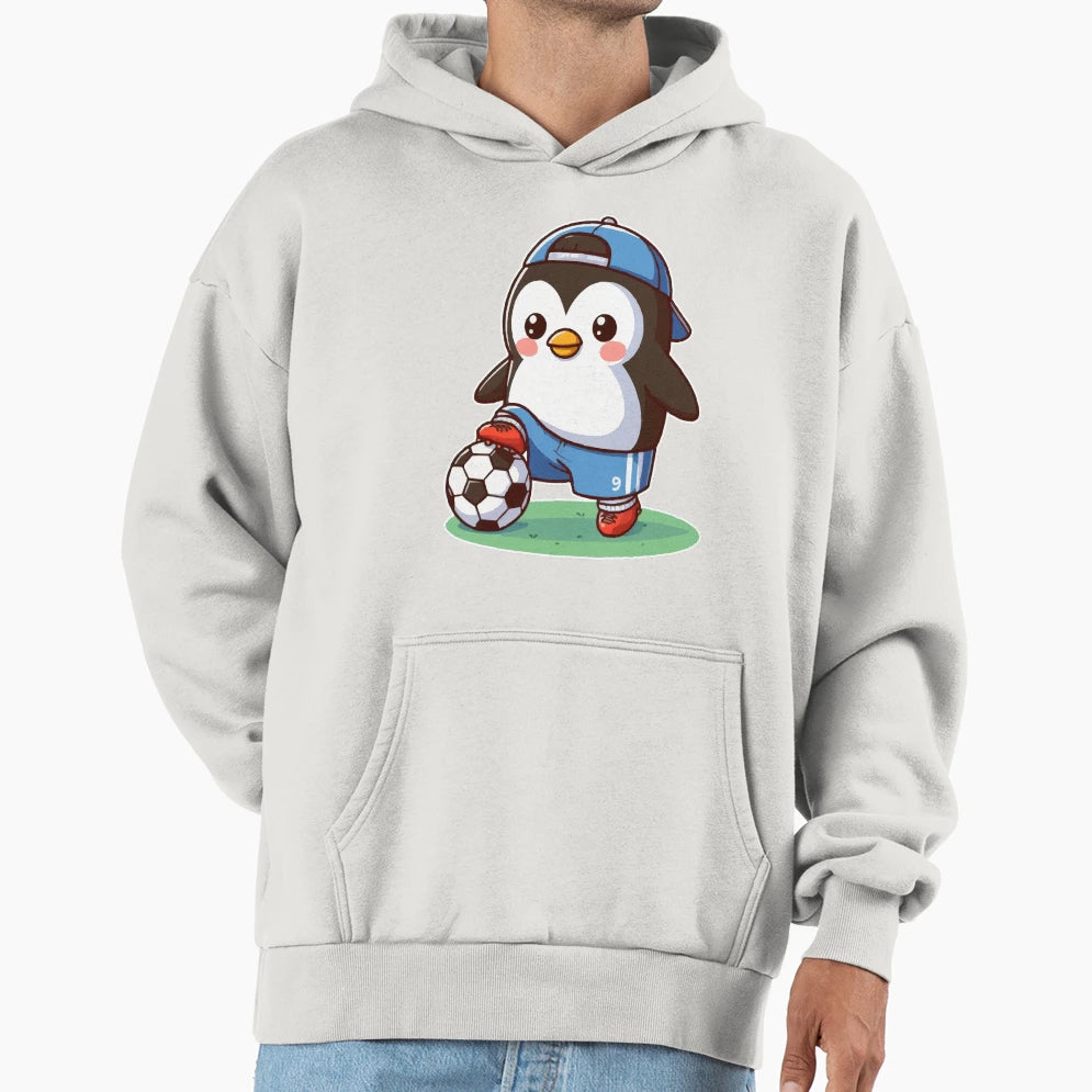 Penguin As Soccer Player Hoodie - Fun Novelty Design for Adults - T-Shirt, Sweatshirt, Hoodie