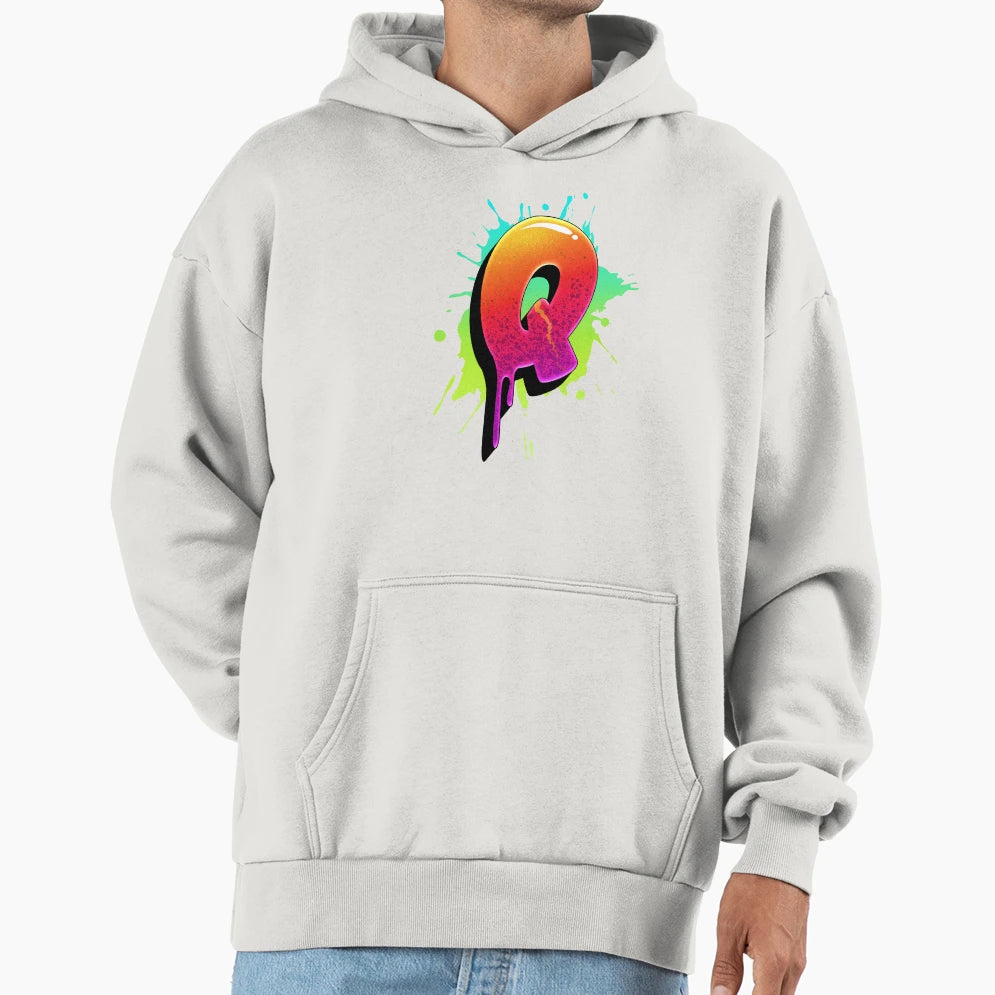 Graffiti Letters Q Letter Hoodie - Casual Everyday Wear for Adults - T-Shirt, Sweatshirt, Hoodie