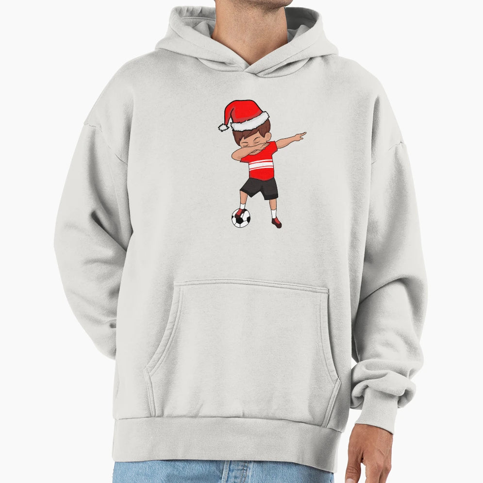 Soccer Player Santa Hat Soccer Athlete Hoodie - Minimalist Print Unisex - T-Shirt, Sweatshirt, Hoodie