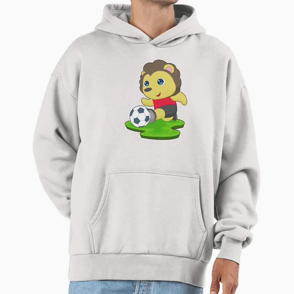 Lion Soccer Player Soccer Hoodie - Graphic Print for Adults - T-Shirt, Sweatshirt, Hoodie