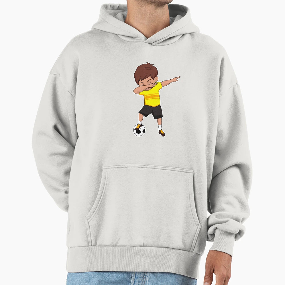 Dabbing Soccer Player Yellow Soccer Hoodie - Unique Graphic for Adults - T-Shirt, Sweatshirt, Hoodie
