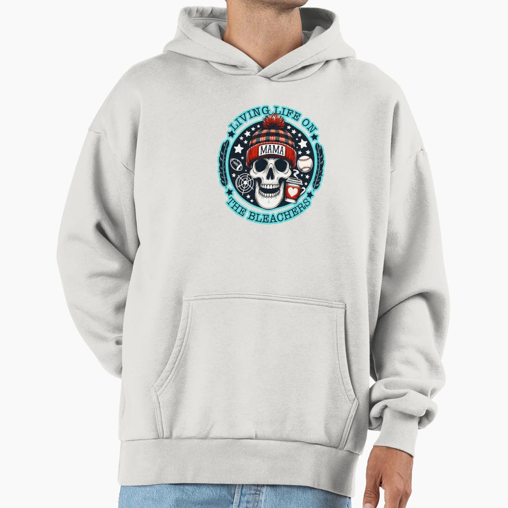 Baseball Mama Living Life Bleachers Hoodie - Minimalist Print Men Women - T-Shirt, Sweatshirt, Hoodie