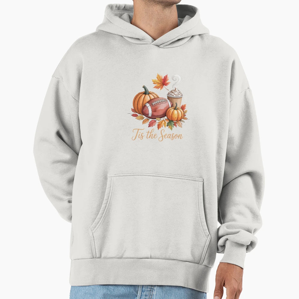 Pumpkin Spice Football Tis Season Fall Hoodie - Custom Art Print Men Women - T-Shirt, Sweatshirt, Hoodie