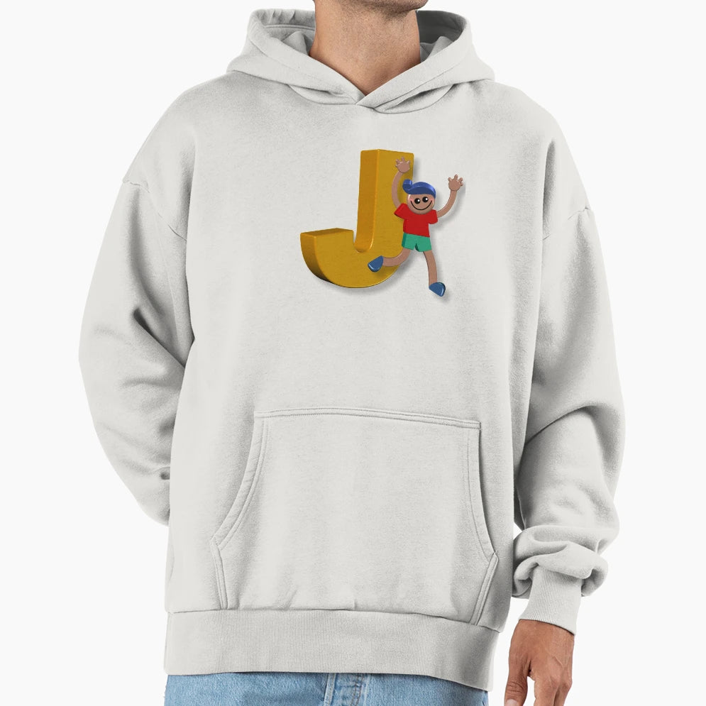 Letter Initial J Child Personalised Hoodie - Graphic Print for Adults - T-Shirt, Sweatshirt, Hoodie