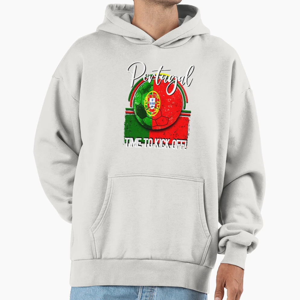 Portugal Football Time To Kick Off Hoodie - Aesthetic Graphic Men Women - T-Shirt, Sweatshirt, Hoodie