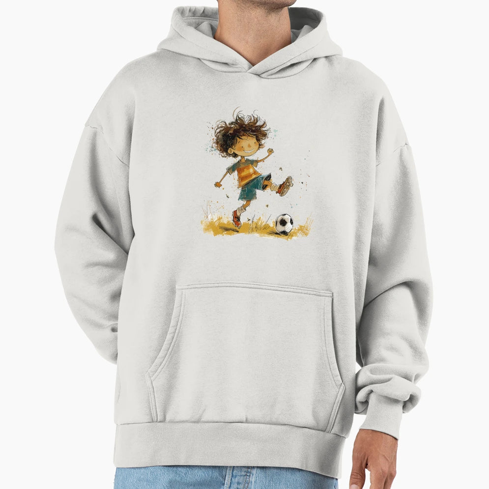 Little Playing Soccer Hoodie - Minimalist Print Men Women - T-Shirt, Sweatshirt, Hoodie