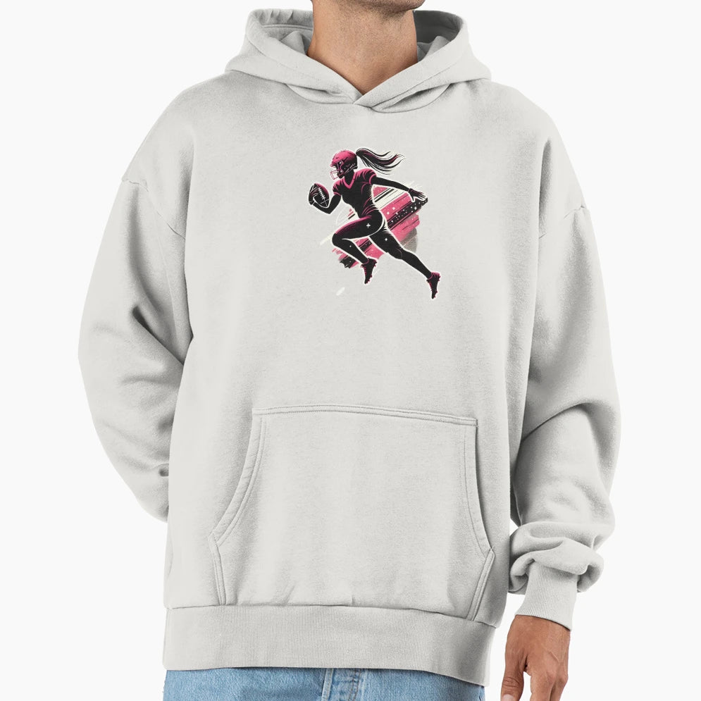 Female Football Player Bold Sport Hoodie - Minimalist Print Unisex - T-Shirt, Sweatshirt, Hoodie