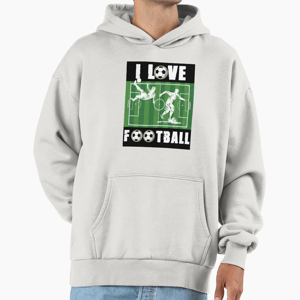 I Love Football Hoodie - Custom Art Print Men Women - T-Shirt, Sweatshirt, Hoodie
