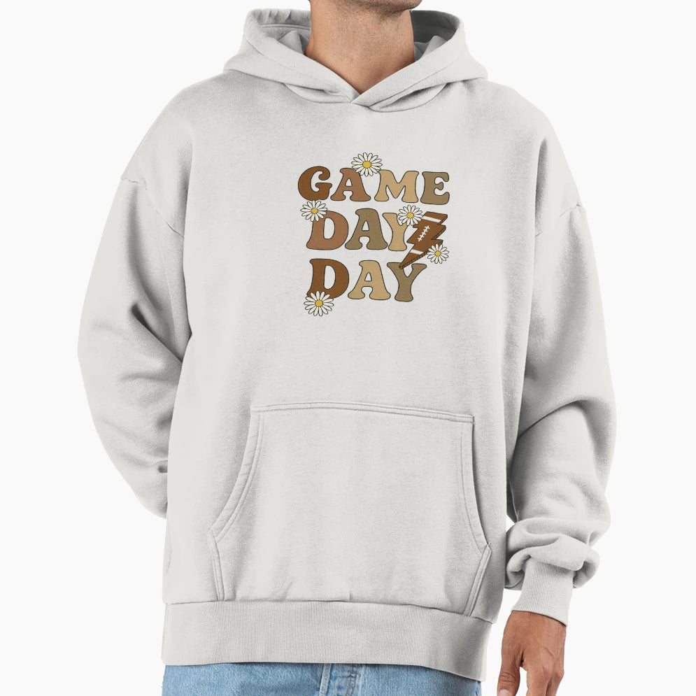 Game Day Football Flower Power Hoodie - Graphic Print Men Women - T-Shirt, Sweatshirt, Hoodie