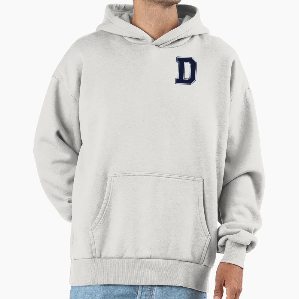 Navy Blue Letter D Initial Monogram Hoodie - Novelty Apparel Men Women - T-Shirt, Sweatshirt, Hoodie