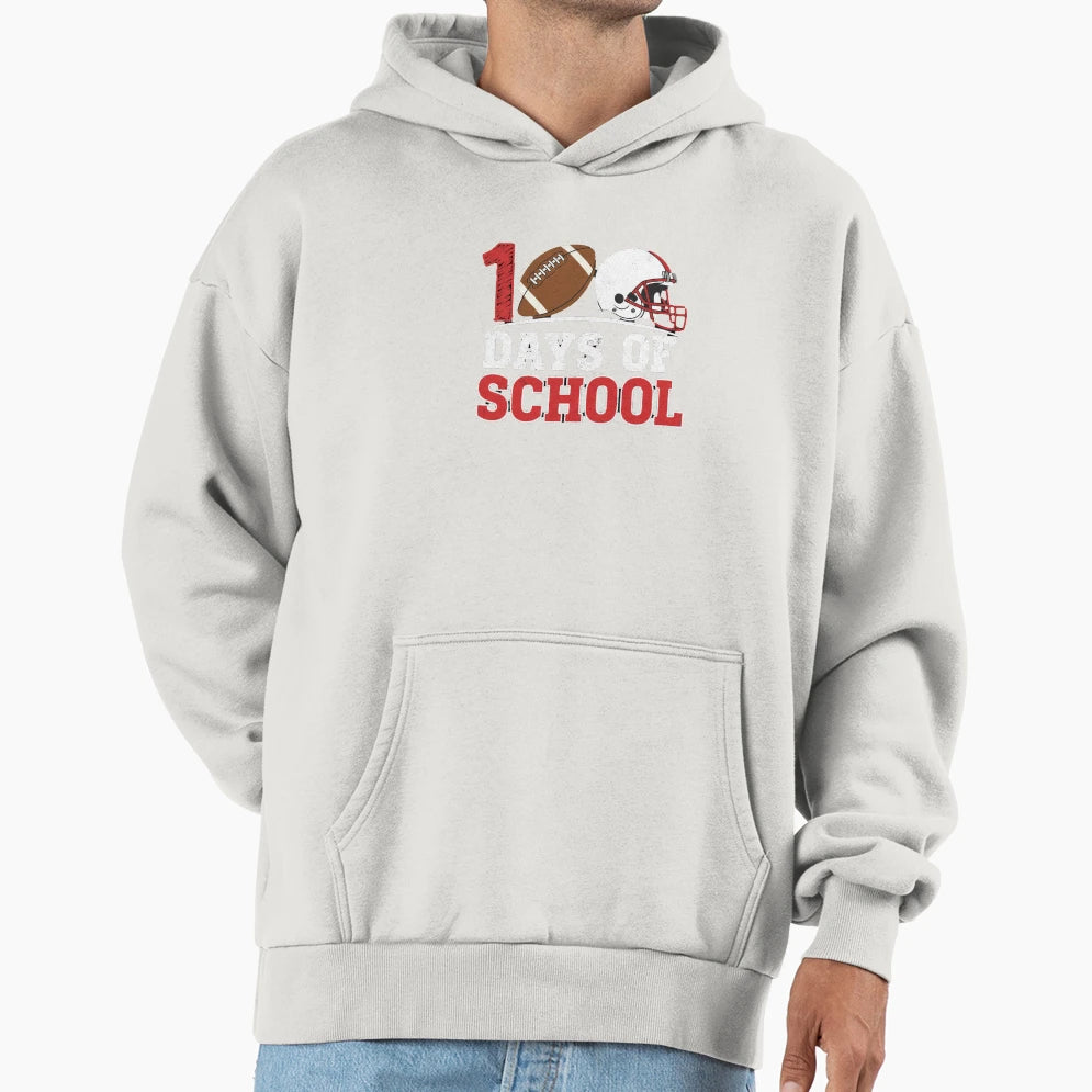 100 Days School Football Fun Gift T-Shirt - Novelty Apparel for Adults - T-Shirt, Sweatshirt, Hoodie