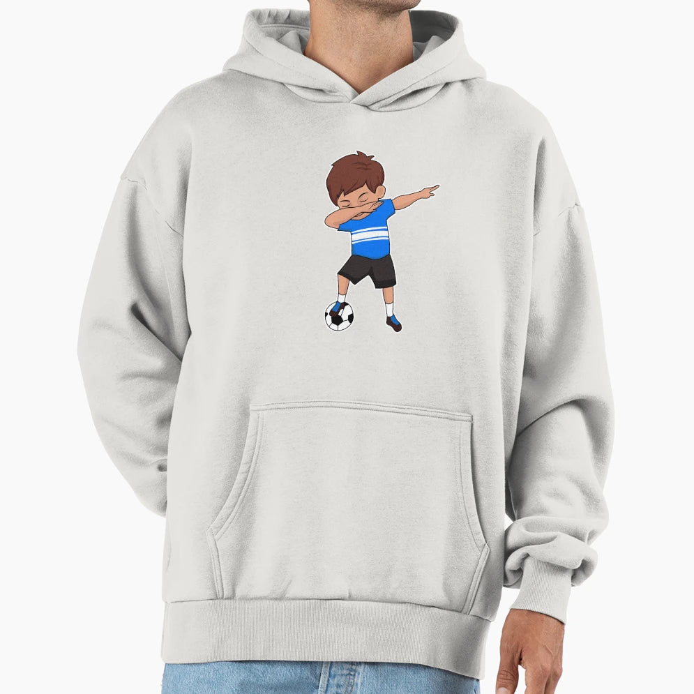 Dabbing Soccer Player Blue Soccer Sports Hoodie - Aesthetic Graphic Unisex - T-Shirt, Sweatshirt, Hoodie