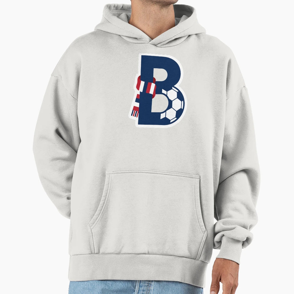 Beautiful Game Football Monogram B Hoodie - Streetwear Style for Adults - T-Shirt, Sweatshirt, Hoodie