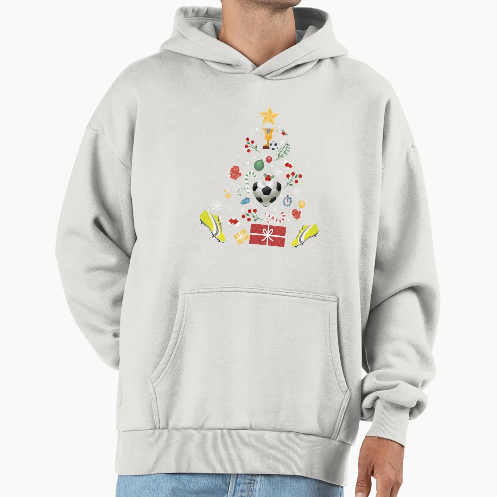 Funny Soccer Tree Hat Snow Santa Hoodie - Minimalist Print Unisex - T-Shirt, Sweatshirt, Hoodie
