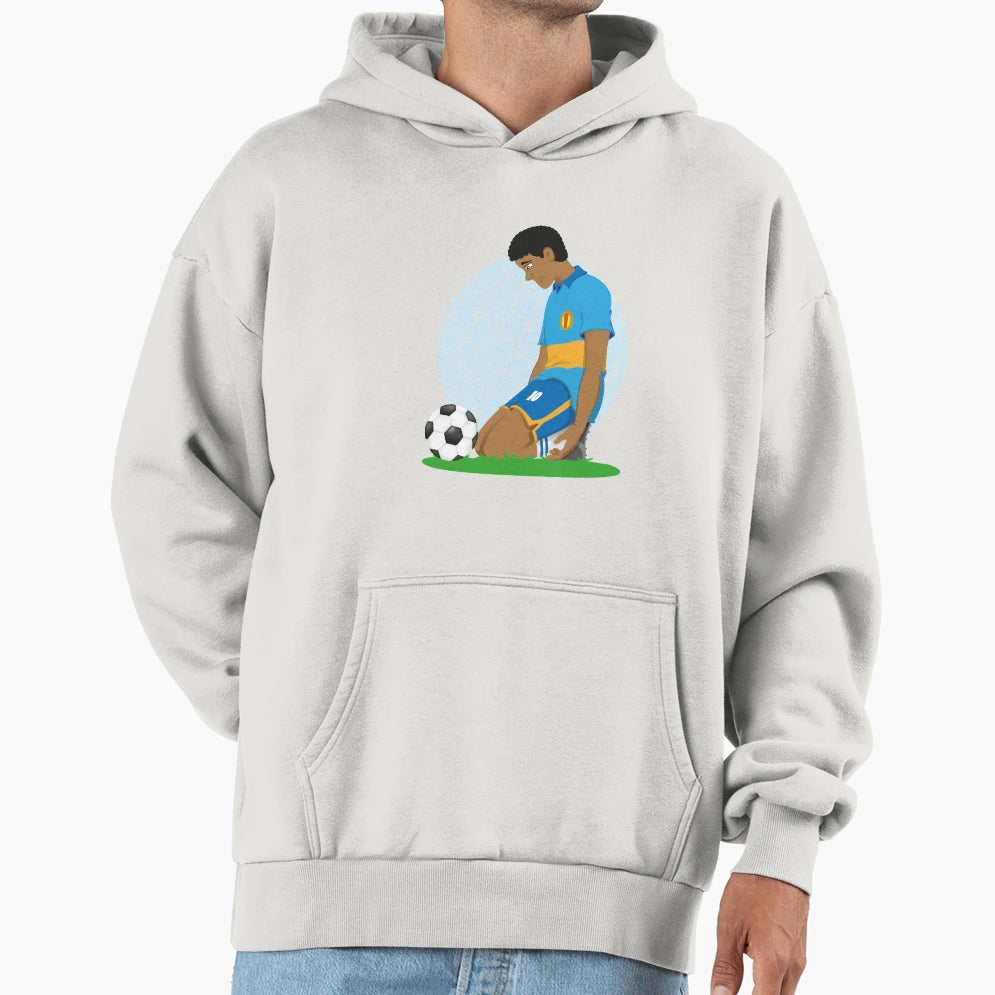 Illustration Soccer Player Sad Afro Hoodie - Graphic Print for Adults - T-Shirt, Sweatshirt, Hoodie