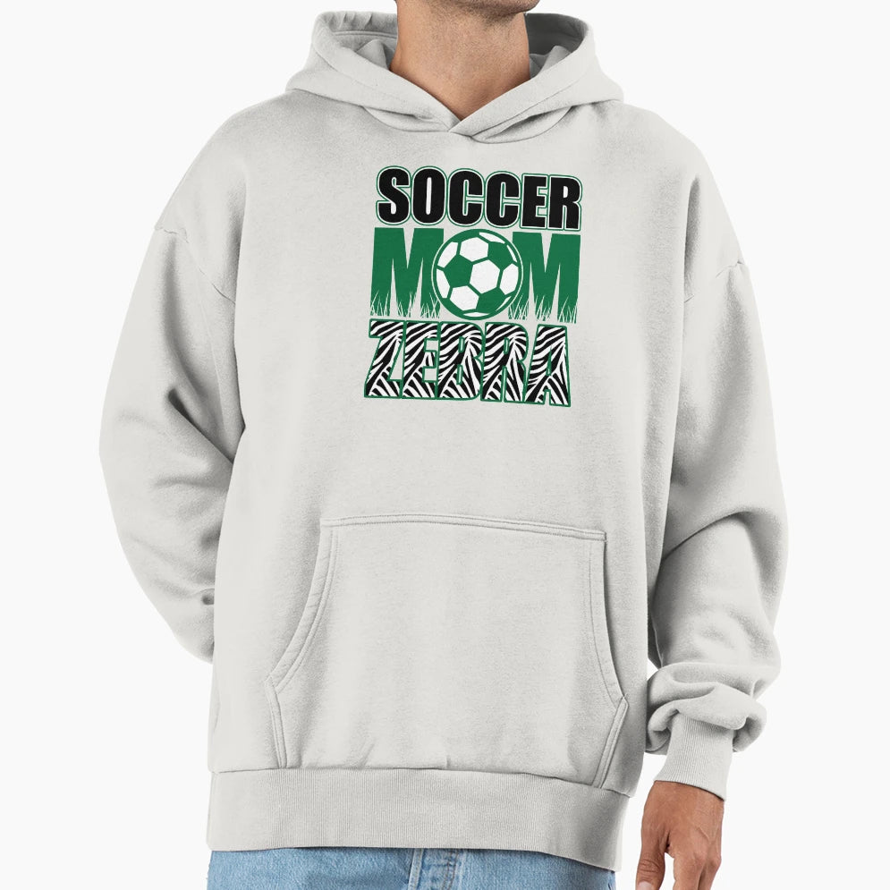 Soccer Mom Zebra Animal Hoodie - Graphic Print Unisex - T-Shirt, Sweatshirt, Hoodie