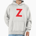 Z Initial Letter Z Red And White Hoodie - Graphic Print Unisex - T-Shirt, Sweatshirt, Hoodie