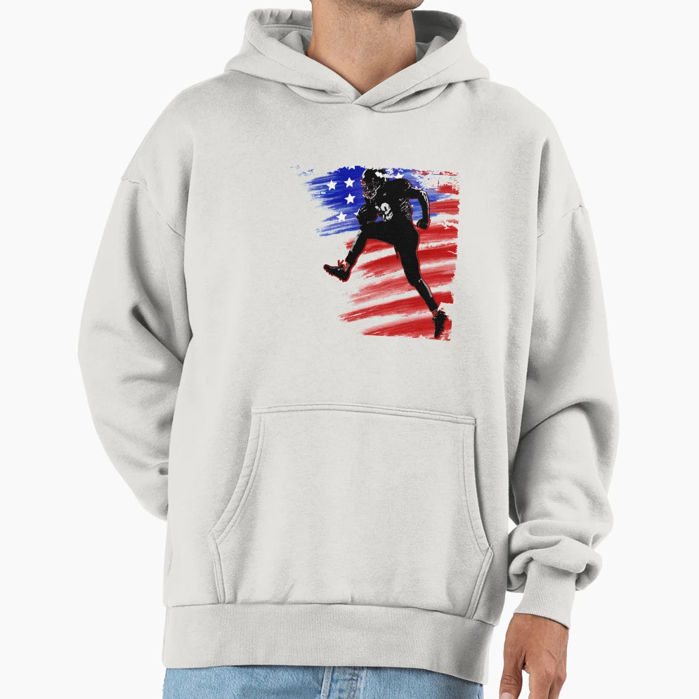 American Football Player America Usa Sport Hoodie - Novelty Apparel Unisex - T-Shirt, Sweatshirt, Hoodie