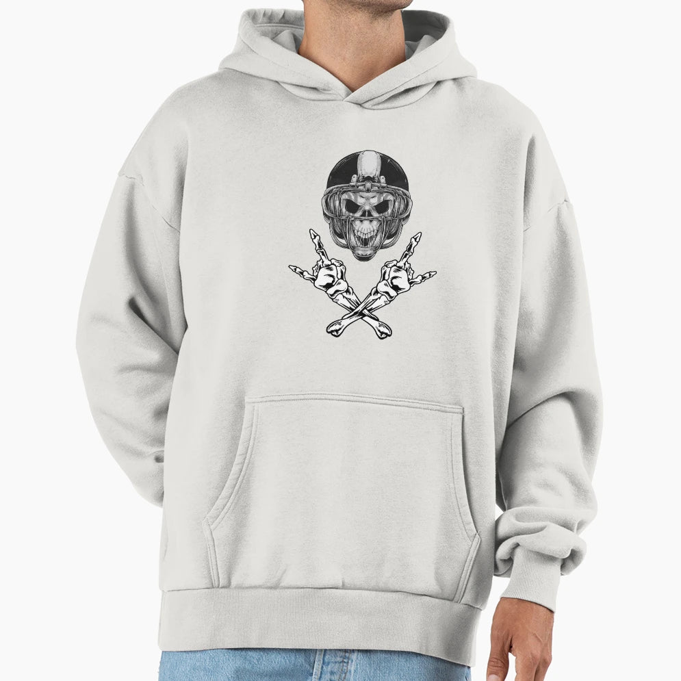Football Helmet Skeleton Skull Head Hoodie - Trendy Graphic Men Women - T-Shirt, Sweatshirt, Hoodie