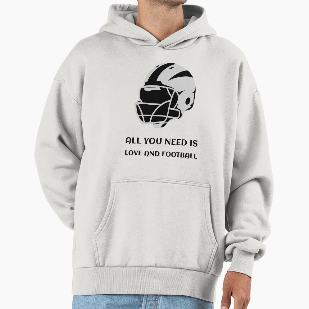 All You Need Is Love And Football Hoodie - Minimalist Print Men Women - T-Shirt, Sweatshirt, Hoodie