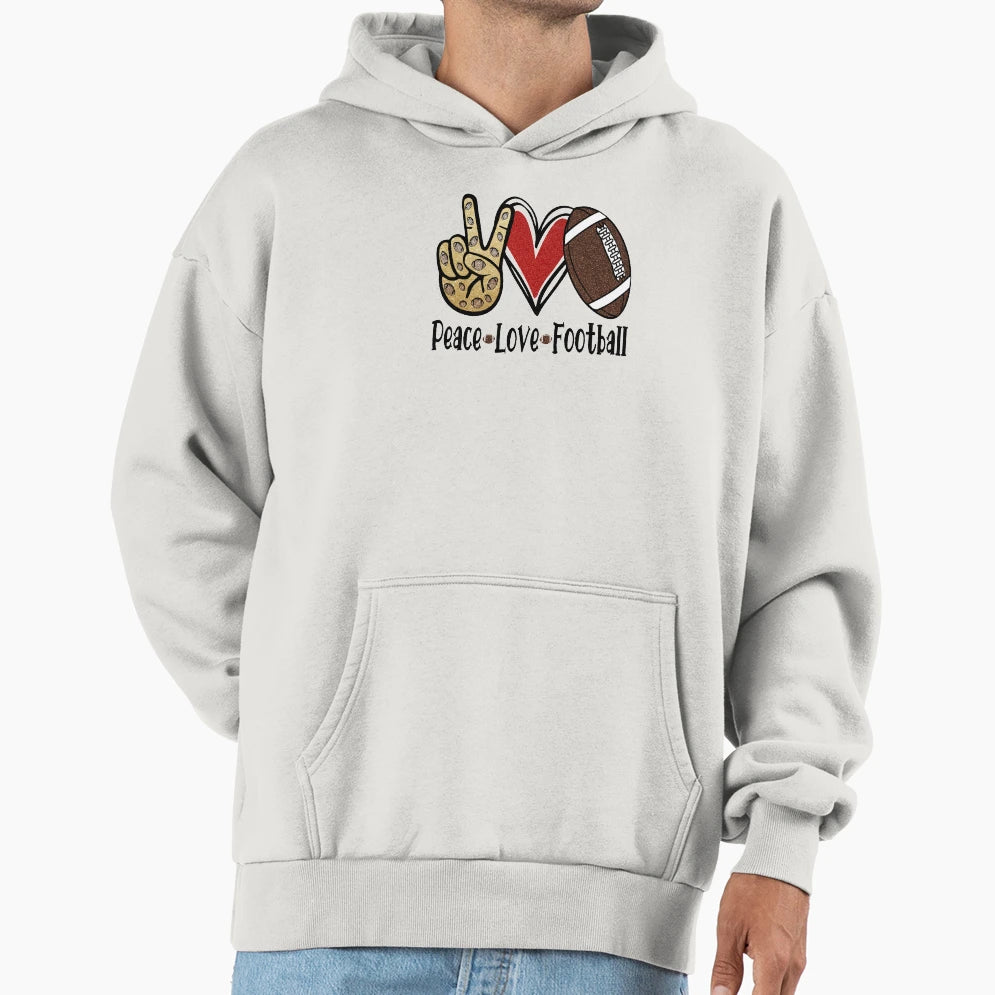 Peace Love Football Gift Football Hoodie - Fun Novelty Design for Adults - T-Shirt, Sweatshirt, Hoodie