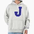 Alphabet Blue J Sports Letter J Hoodie - Minimalist Print Unisex - T-Shirt, Sweatshirt, Hoodie