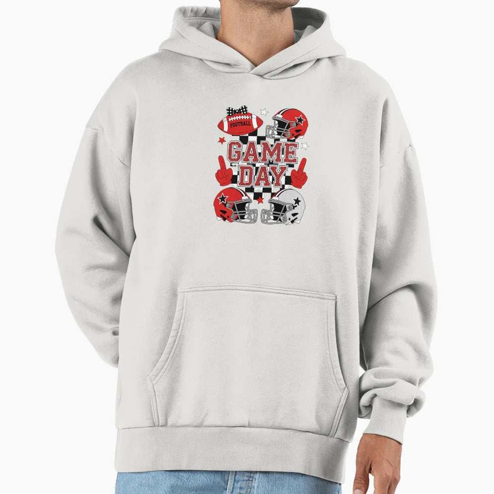 Game Day Football Checkered Team Hoodie - Custom Art Print for Adults - T-Shirt, Sweatshirt, Hoodie