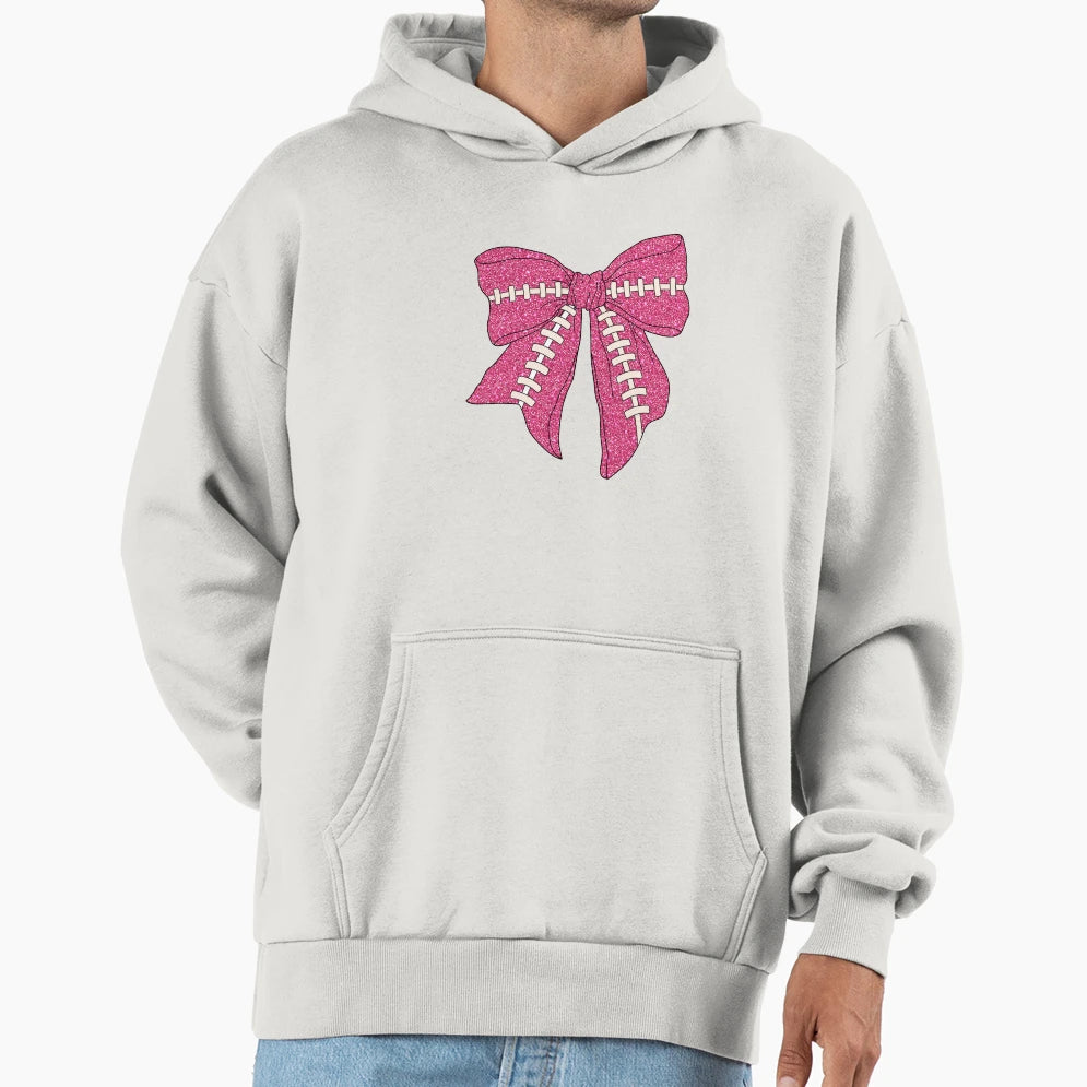 Glitter Football Bow Hoodie - Aesthetic Graphic Men Women - T-Shirt, Sweatshirt, Hoodie