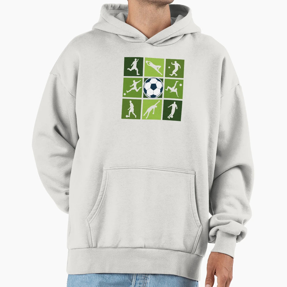 Soccer Pop Art Players Silhouettes Hoodie - Casual Everyday Wear Men Women - T-Shirt, Sweatshirt, Hoodie