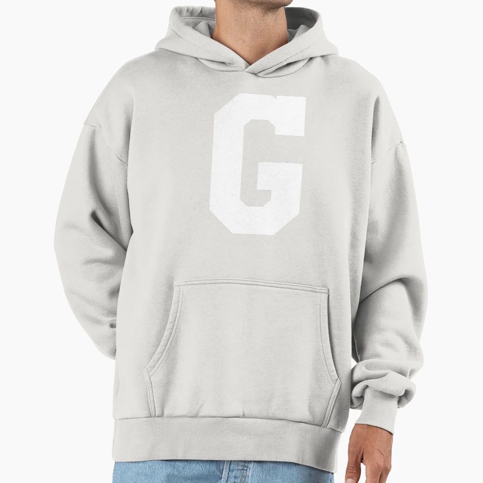 Alphabet White G Sports Letter G Hoodie - Graphic Print Unisex - T-Shirt, Sweatshirt, Hoodie