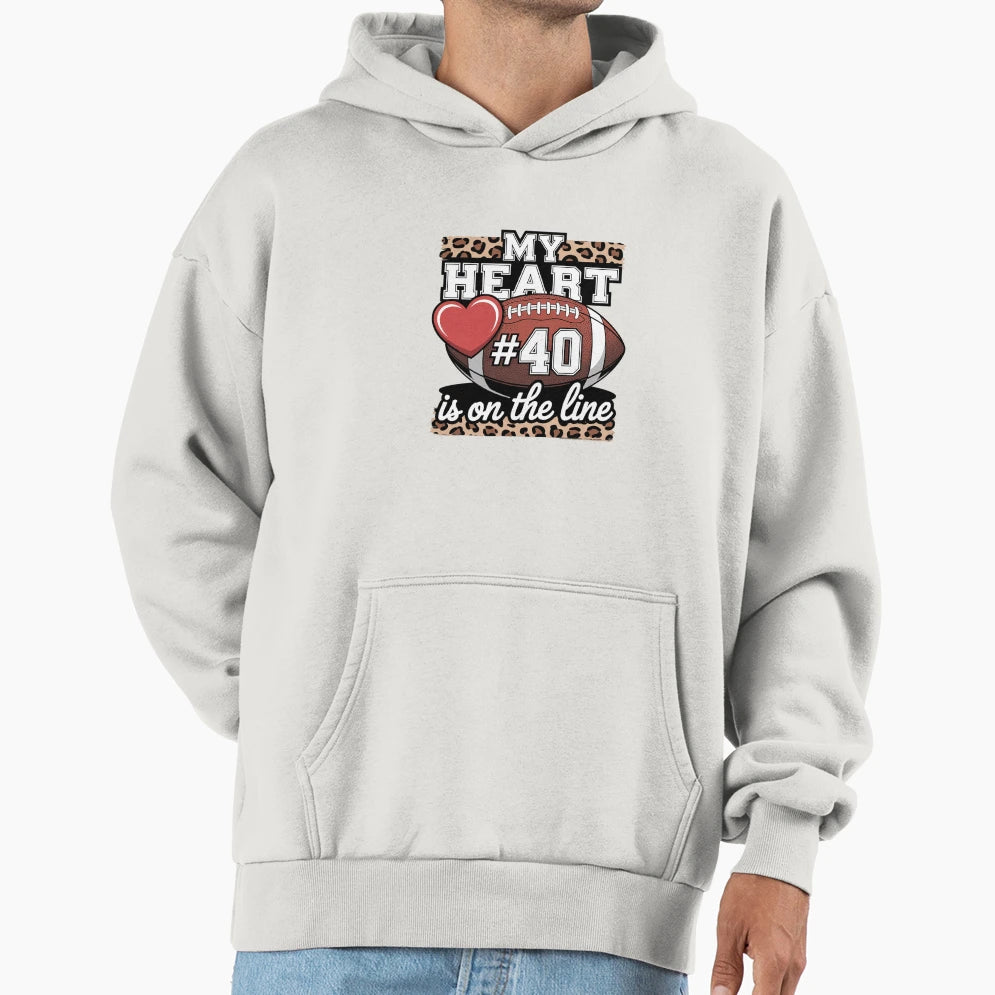 My Heart Is Line Jersey Number 40 Hoodie - Fun Novelty Design Unisex - T-Shirt, Sweatshirt, Hoodie
