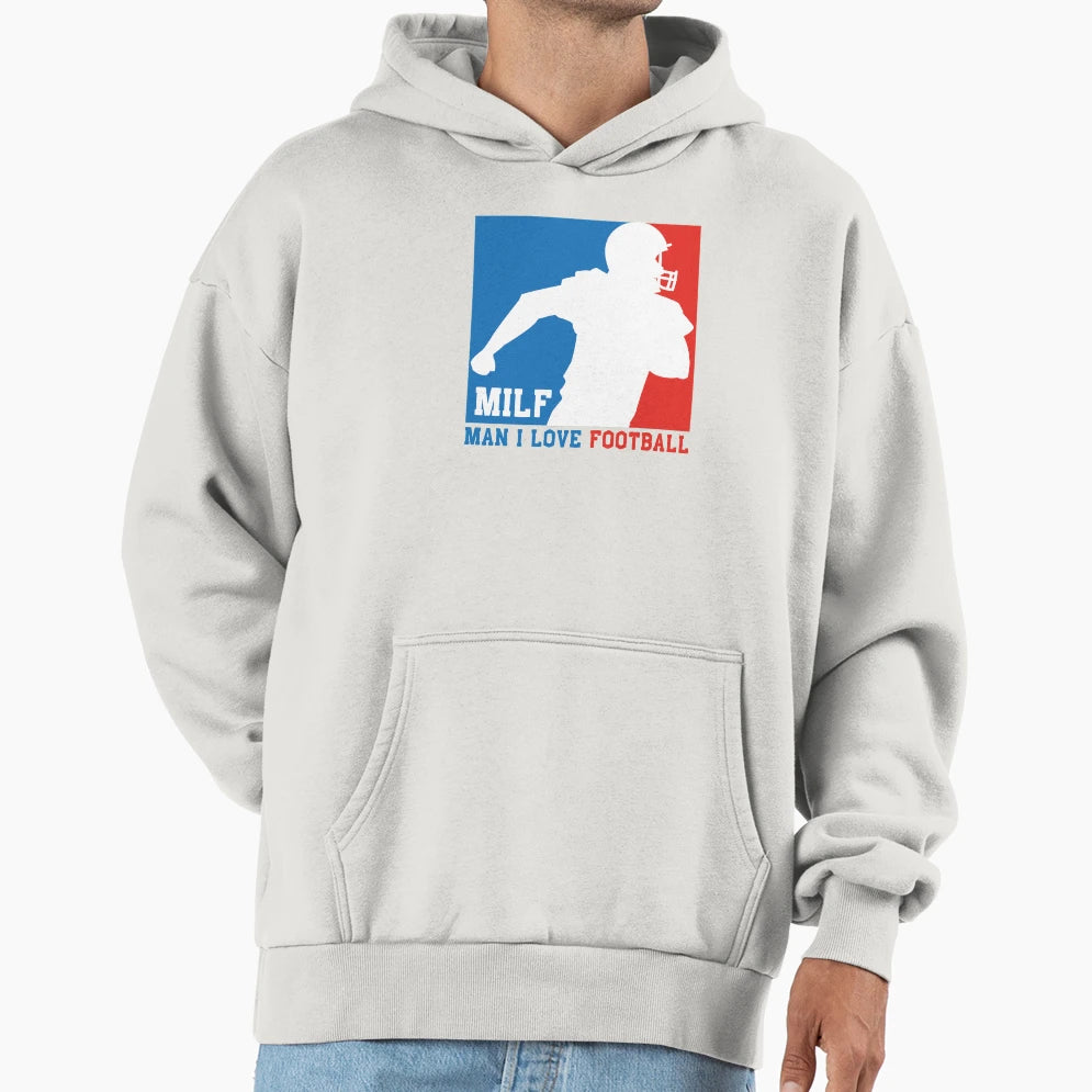 Milf I Love Football American Football Hoodie - Novelty Apparel for Adults - T-Shirt, Sweatshirt, Hoodie
