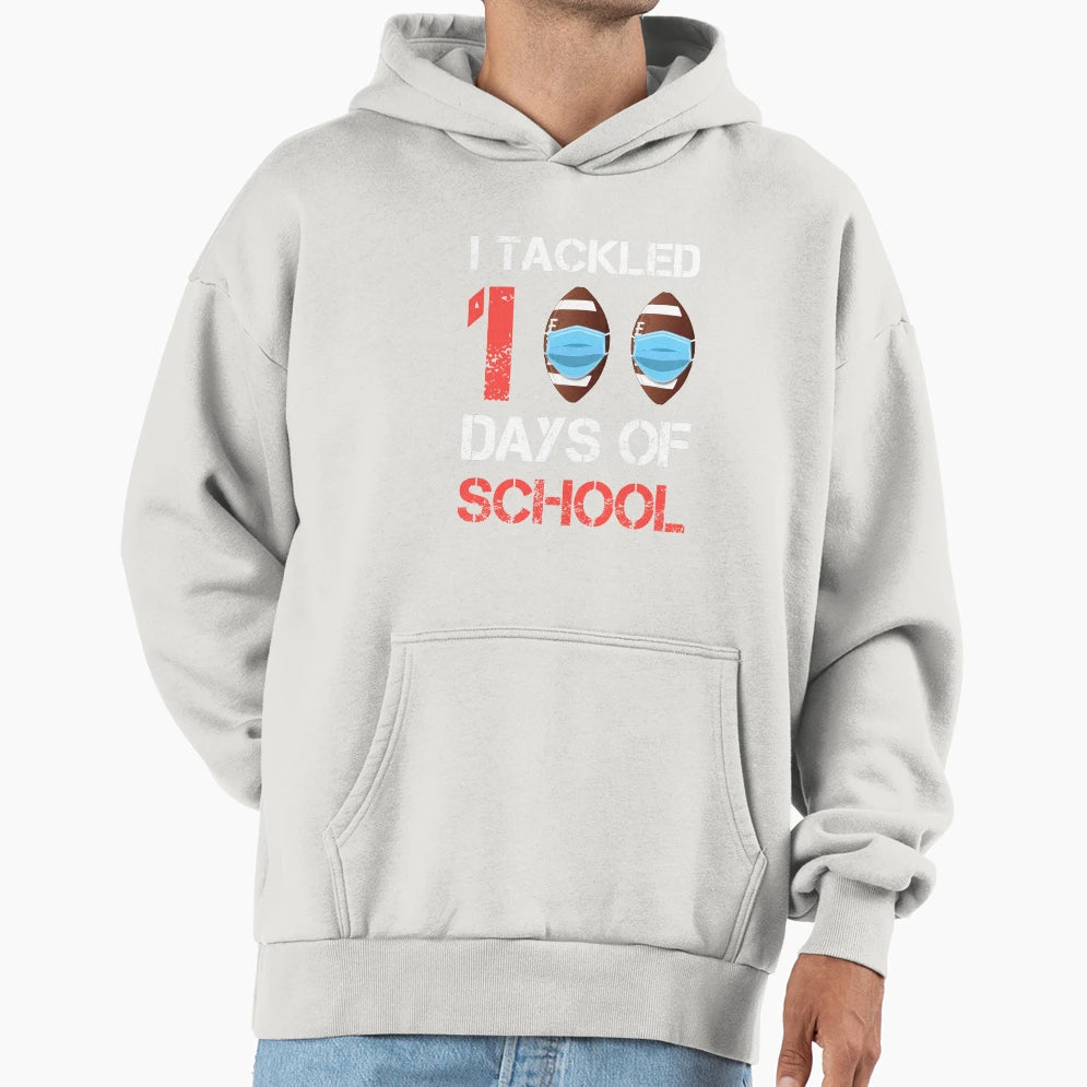 Football American Funny 100 Days School Hoodie - Graphic Print Unisex - T-Shirt, Sweatshirt, Hoodie