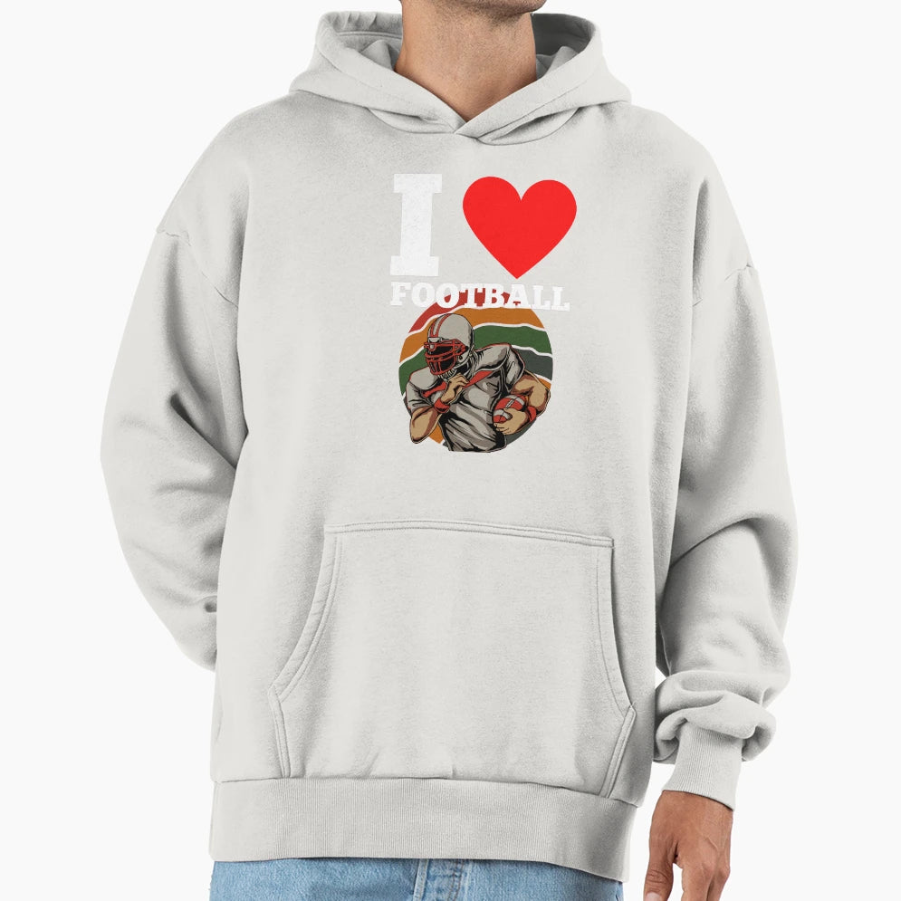 I Love American Football Heart Football Hoodie - Novelty Apparel Men Women - T-Shirt, Sweatshirt, Hoodie