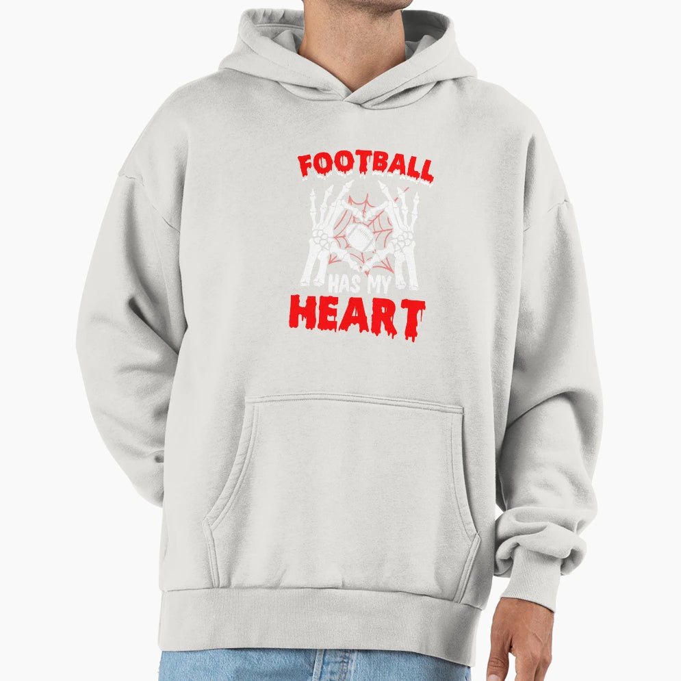 Football Has My Heart Skeleton Hoodie - Custom Art Print for Adults - T-Shirt, Sweatshirt, Hoodie