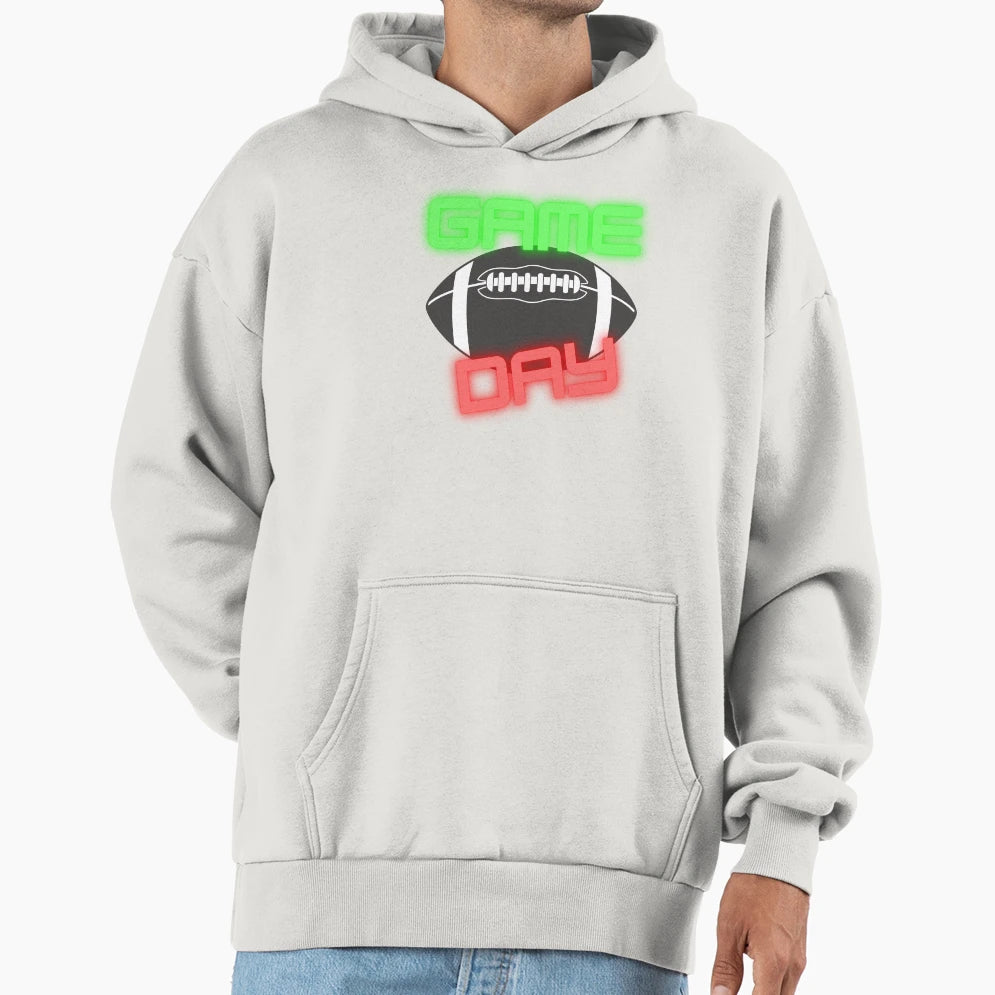 Game Day Neon Football Hoodie - Aesthetic Graphic for Adults - T-Shirt, Sweatshirt, Hoodie