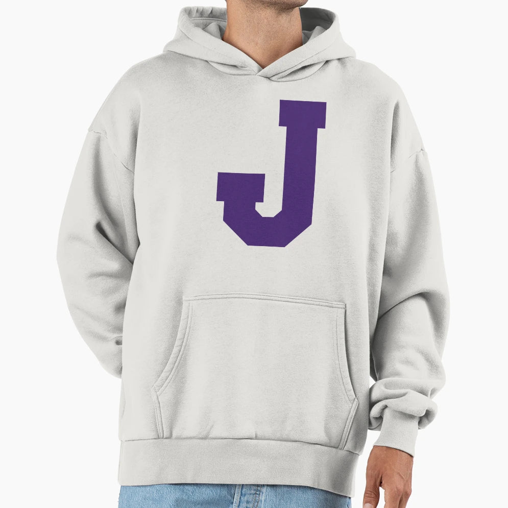 Alphabet Purple J Sports Letter J Hoodie - Casual Everyday Wear Unisex - T-Shirt, Sweatshirt, Hoodie