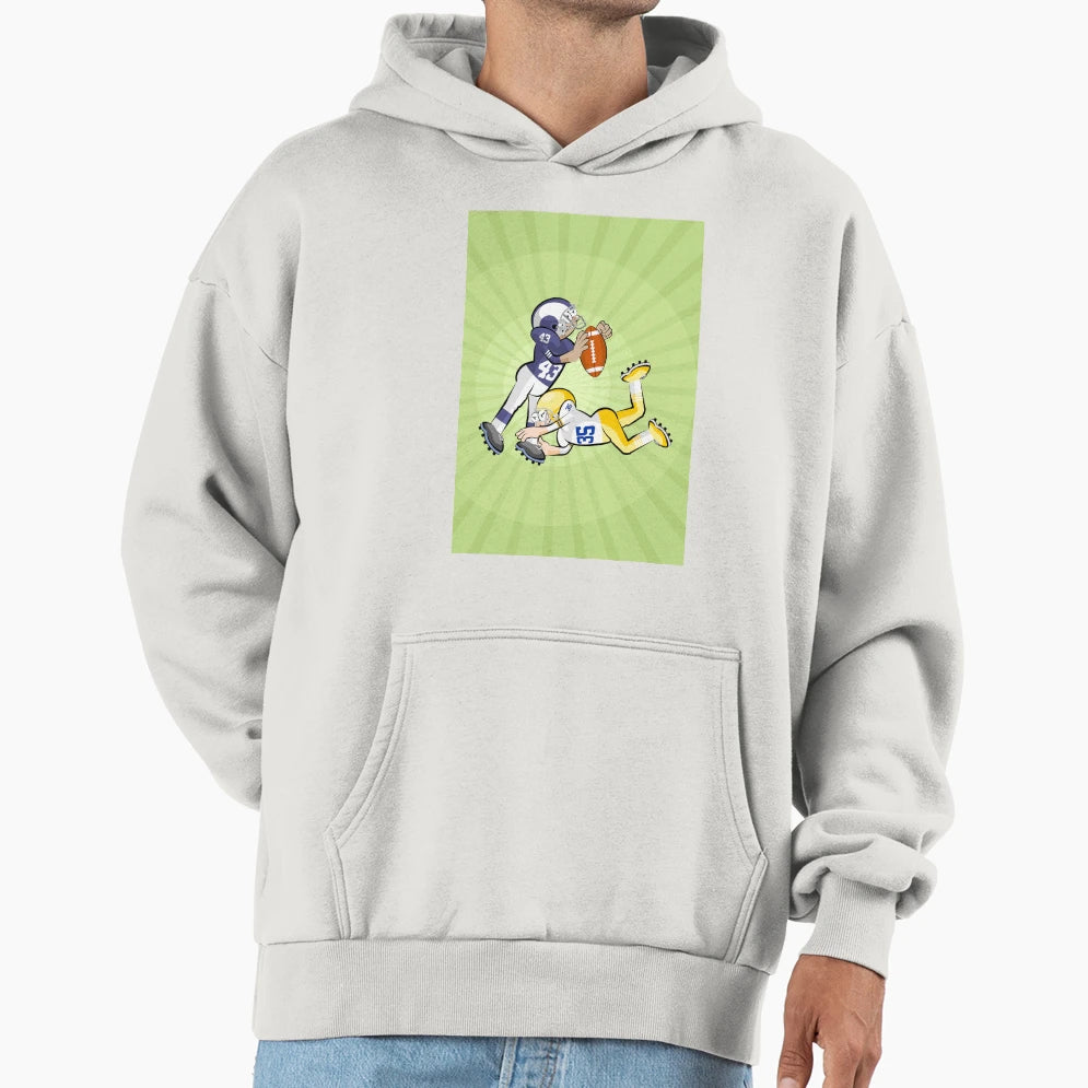 American Football Player Blocks His Hoodie - Trendy Graphic for Adults - T-Shirt, Sweatshirt, Hoodie