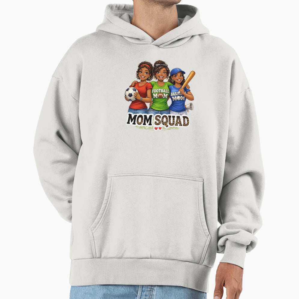 Mom Squad Sports Soccer Football Hoodie - Novelty Apparel for Adults - T-Shirt, Sweatshirt, Hoodie